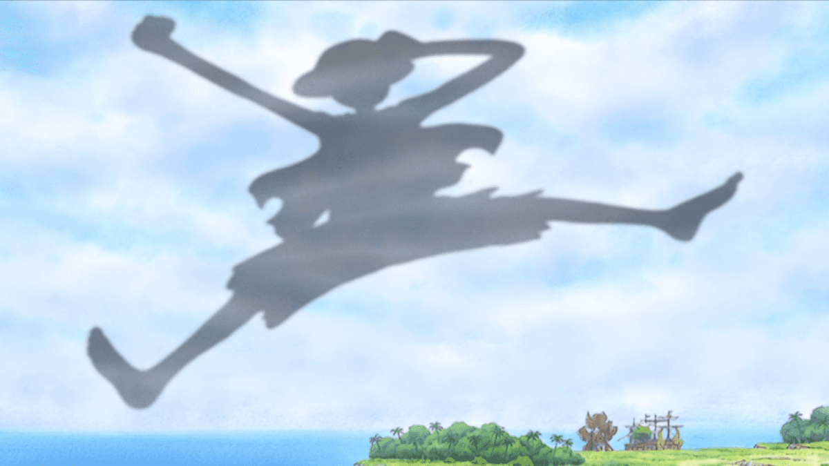 Sombra de Luffy en las nubes